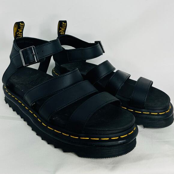 DR. MARTENS Blaire Sandal Black Strappy Platform size 10 - Picture 2 of 9